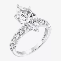 Diamonart Womens Cubic Zirconia Sterling Silver Marquise Side Stone Cocktail Ring