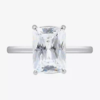 Diamonart Womens Cubic Zirconia Sterling Silver Solitaire Cocktail Ring
