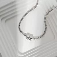 Diamonart Womens Cubic Zirconia Sterling Silver 15 Inch Tennis Necklace