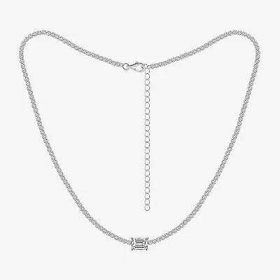 Diamonart Womens Cubic Zirconia Sterling Silver 15 Inch Tennis Necklace