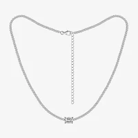 Diamonart Womens Cubic Zirconia Sterling Silver 15 Inch Tennis Necklace