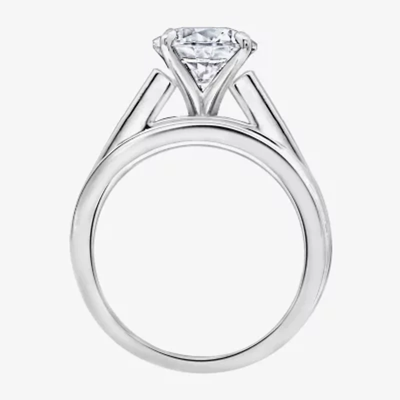 Diamonart Womens Cubic Zirconia Sterling Silver Round Side Stone Engagement Ring