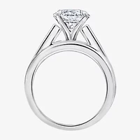 Diamonart Womens Cubic Zirconia Sterling Silver Round Side Stone Engagement Ring