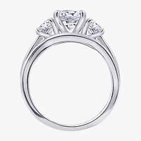 Diamonart Womens Cubic Zirconia Sterling Silver Round 3-Stone Engagement Ring