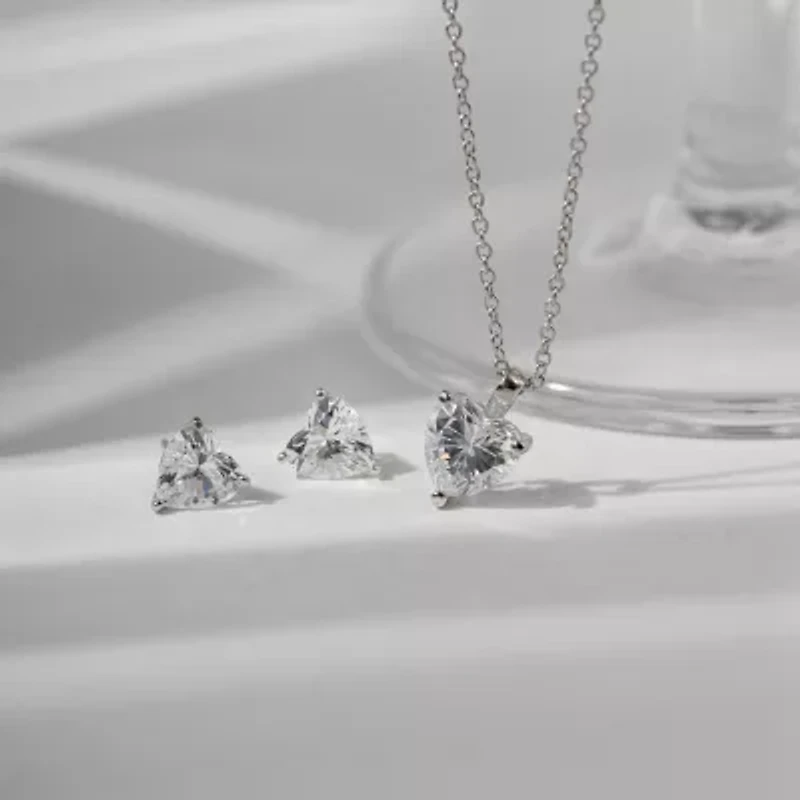 Diamonart Womens Cubic Zirconia Sterling Silver Heart 2-pc. Jewelry Set