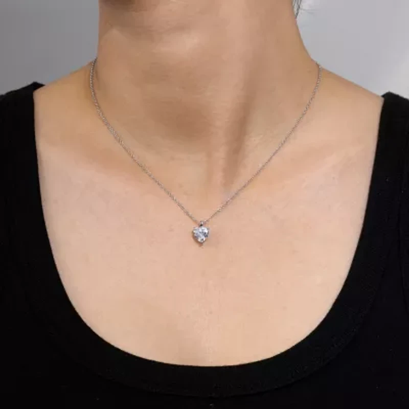 Diamonart Womens Cubic Zirconia Sterling Silver Heart 2-pc. Jewelry Set