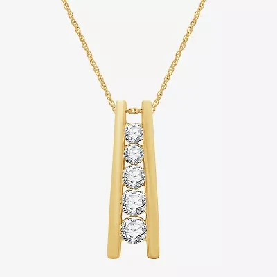 (G, Si1-Si2) Womens 1 CT. T.W. Lab Grown White Diamond 14K Gold Over Silver 18 Inch Pendant Necklace