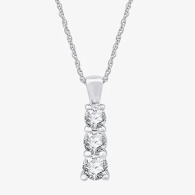(G, Si1-Si2) Womens 1 CT. T.W. Lab Grown White Diamond Sterling Silver 18 Inch Pendant Necklace