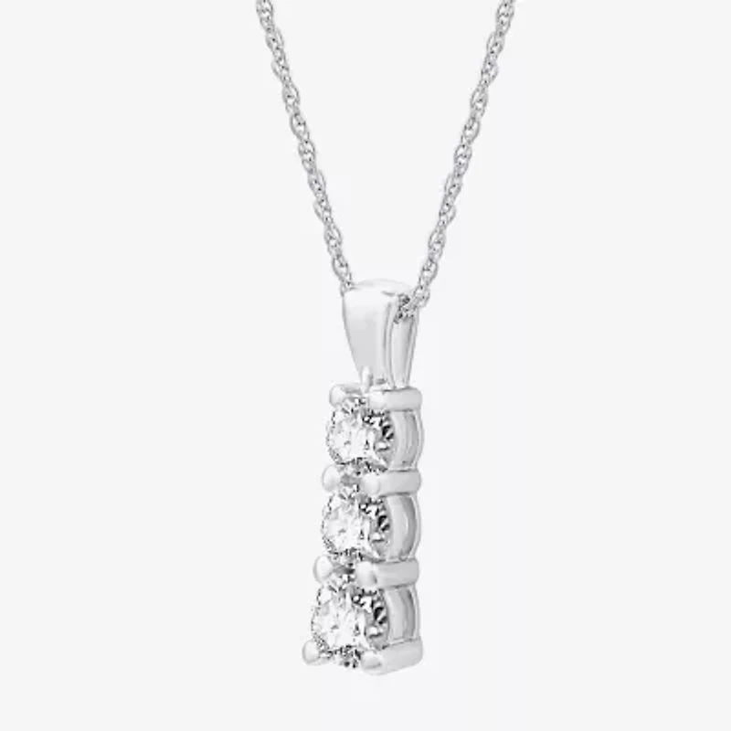 (G, Si1-Si2) Womens 1 CT. T.W. Lab Grown White Diamond Sterling Silver 18 Inch Pendant Necklace
