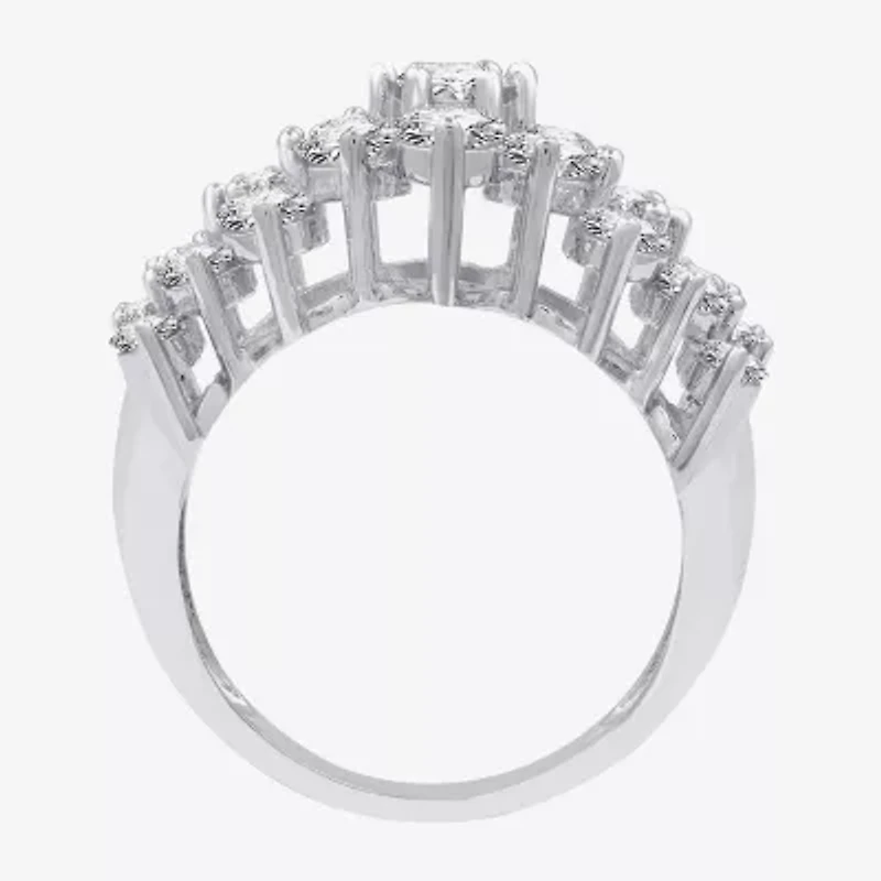 (G, Si1-Si2) Womens 3 CT. T.W. Lab Grown White Diamond Sterling Silver Cocktail Ring