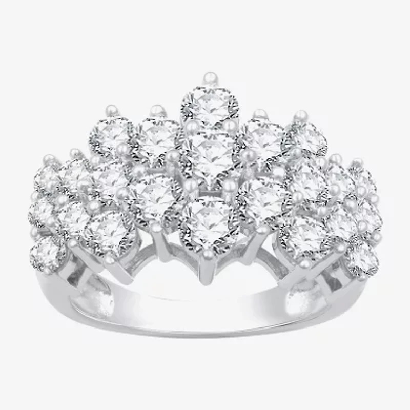 (G, Si1-Si2) Womens 3 CT. T.W. Lab Grown White Diamond Sterling Silver Cocktail Ring