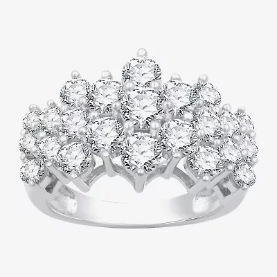 (G, Si1-Si2) Womens 3 CT. T.W. Lab Grown White Diamond Sterling Silver Cocktail Ring