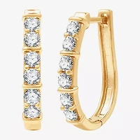 (G, Si1-Si2) Womens 1 CT. T.W. Lab Grown White Diamond 14K Gold Over Silver 21.3mm Hoop Earrings