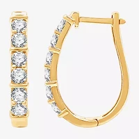 (G, Si1-Si2) Womens 1 CT. T.W. Lab Grown White Diamond 14K Gold Over Silver 21.3mm Hoop Earrings