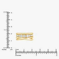 (F, Si2) Womens 1 CT. T.W. Lab Grown White Diamond 14K Gold Over Silver Crossover Cocktail Ring