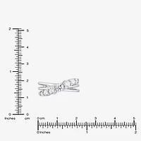 (F, Si2) Womens 1 CT. T.W. Lab Grown White Diamond Sterling Silver Crossover Cocktail Ring
