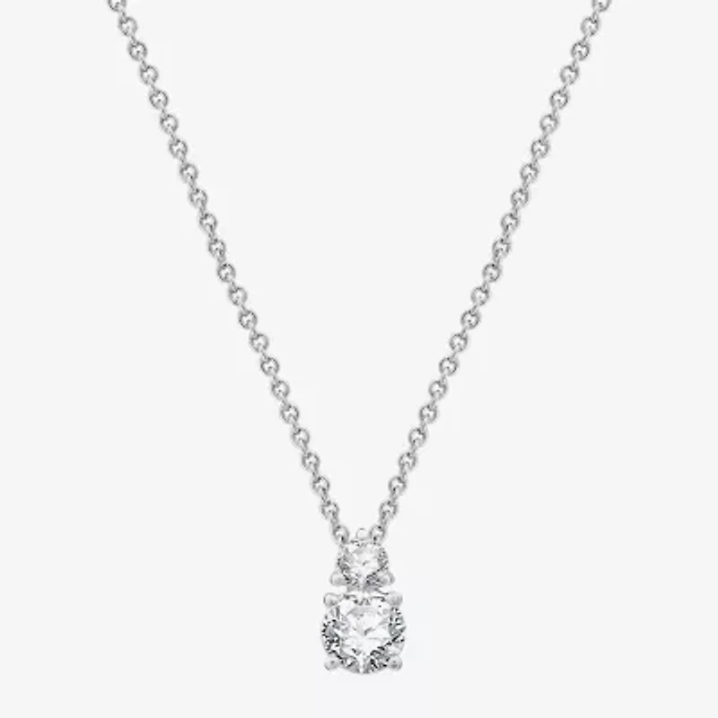 (G, Si1-Si2) Womens 1/2 CT. T.W. Lab Grown White Diamond Sterling Silver 18 Inch Pendant Necklace