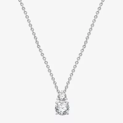 (G, Si1-Si2) Womens 1/2 CT. T.W. Lab Grown White Diamond Sterling Silver 18 Inch Pendant Necklace