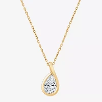 (G, Si1-Si2) Womens 1 CT. T.W. Lab Grown White Diamond 14K Gold Over Silver Pear 18 Inch Pendant Necklace