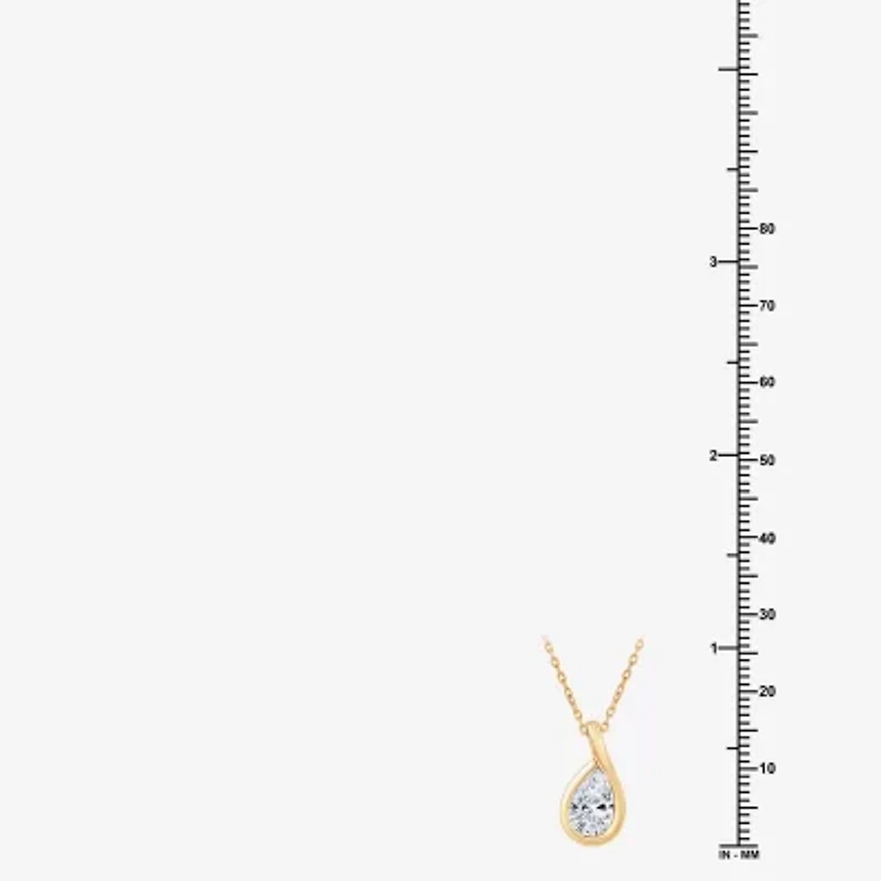 (G, Si1-Si2) Womens 1 CT. T.W. Lab Grown White Diamond 14K Gold Over Silver Pear 18 Inch Pendant Necklace