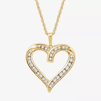(G, Si1-Si2) Womens 1/2 CT. T.W. Lab Grown White Diamond 14K Gold Over Silver Heart 18 Inch Pendant Necklace