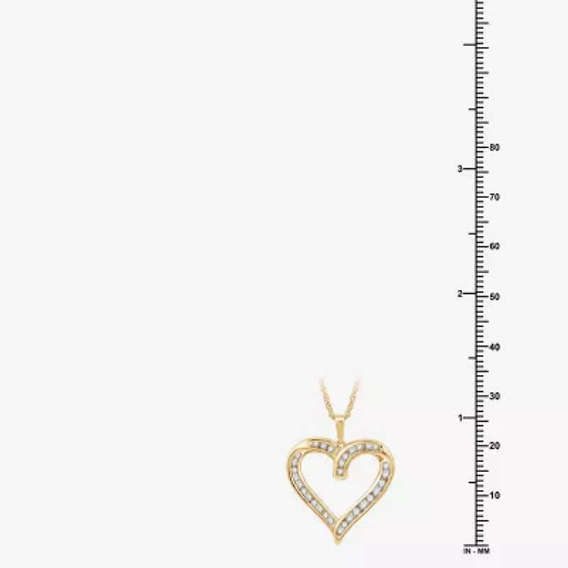 (G, Si1-Si2) Womens 1/2 CT. T.W. Lab Grown White Diamond 14K Gold Over Silver Heart 18 Inch Pendant Necklace