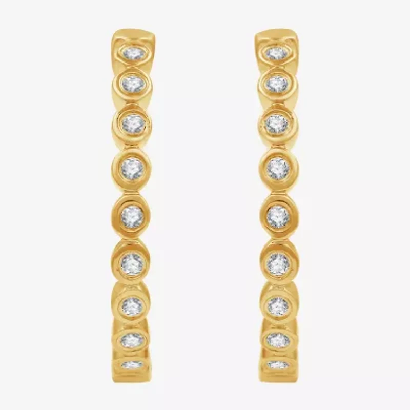 (G, Si1-Si2) Womens 1/2 CT. T.W. Lab Grown White Diamond 14K Gold Over Silver 22.8mm Hoop Earrings