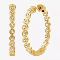 (G, Si1-Si2) Womens 1/2 CT. T.W. Lab Grown White Diamond 14K Gold Over Silver 22.8mm Hoop Earrings