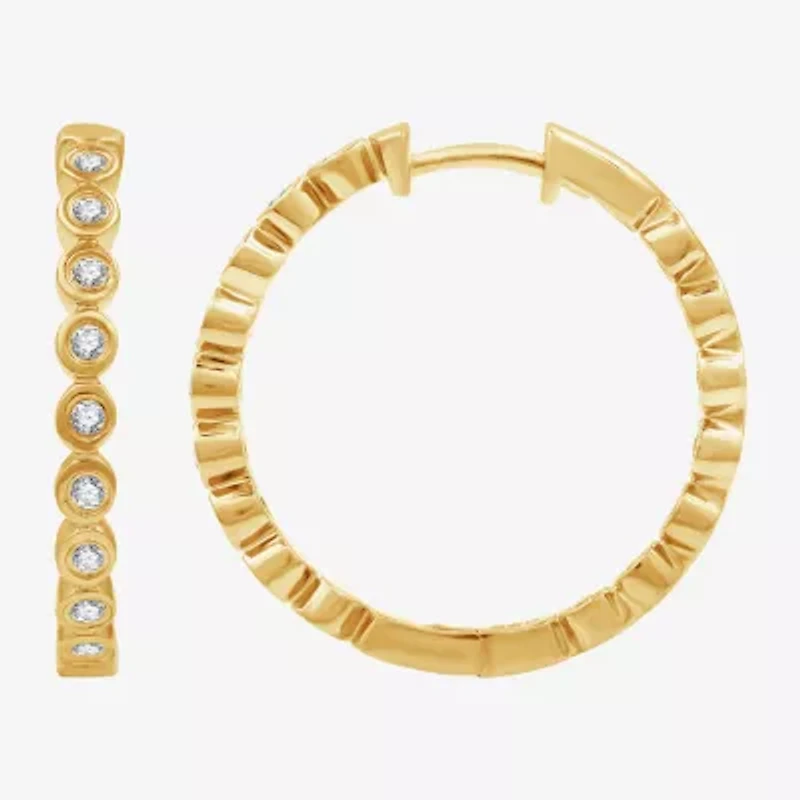 (G, Si1-Si2) Womens 1/2 CT. T.W. Lab Grown White Diamond 14K Gold Over Silver 22.8mm Hoop Earrings