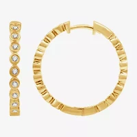 (G, Si1-Si2) Womens 1/2 CT. T.W. Lab Grown White Diamond 14K Gold Over Silver 22.8mm Hoop Earrings