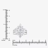 Diamond Blossom (F, Si2) Womens 3 CT. T.W. Lab Grown White Sterling Silver Cluster Cocktail Ring