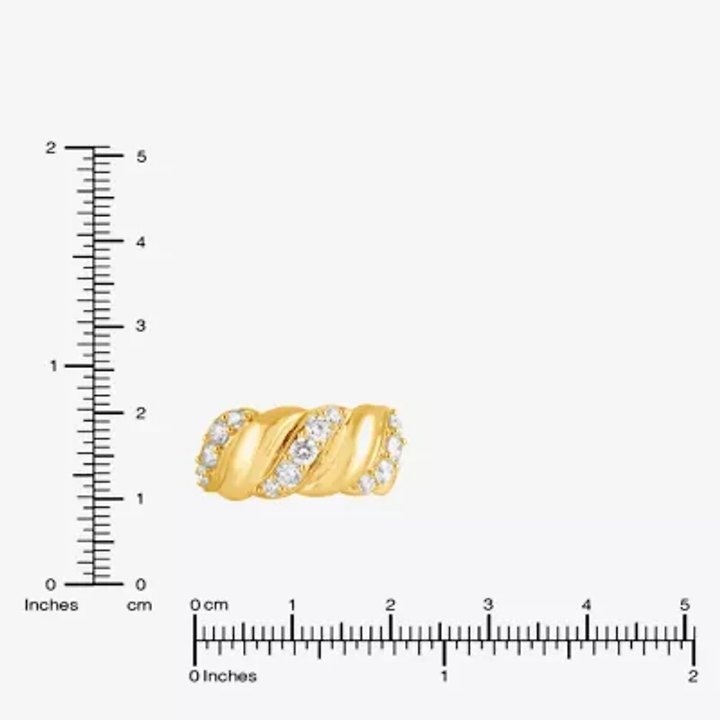 (F, Si2) Womens 1 CT. T.W. Lab Grown White Diamond 14K Gold Over Silver Cocktail Ring