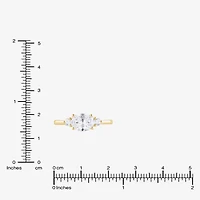 (F/Si2) Womens 1 1/7 CT. T.W. Lab Grown White Diamond 14K Gold Over Silver 3-Stone Cocktail Ring