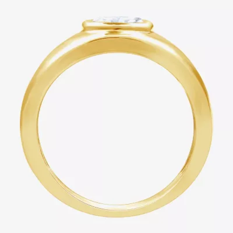 (G, Si1-Si2) Womens 1/2 CT. T.W. Lab Grown White Diamond 14K Gold Over Silver Oval Band