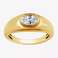 (G, Si1-Si2) Womens 1/2 CT. T.W. Lab Grown White Diamond 14K Gold Over Silver Oval Band