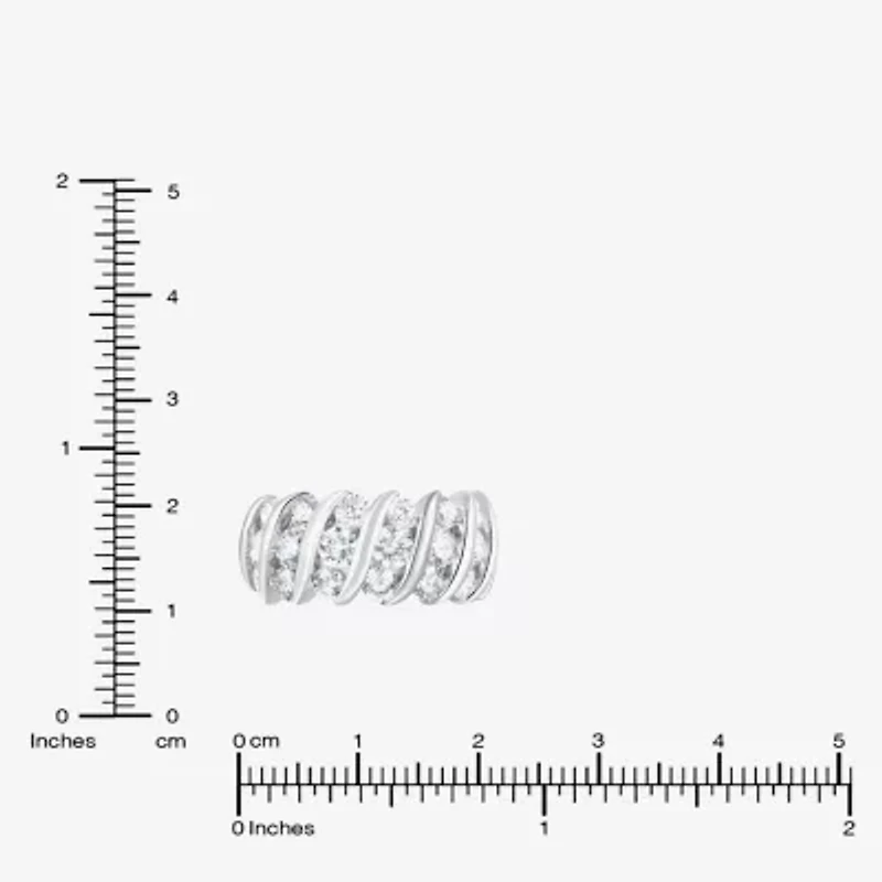 (F, Si2) Womens 3 1/10 Ct. T.W. Lab Grown White Diamond Sterling Silver Band