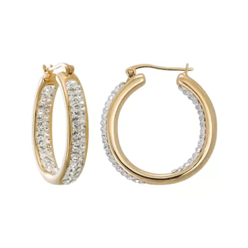 Crystal-Accent 14K Yellow Gold Over Silver Inside-Out Hoop Earrings