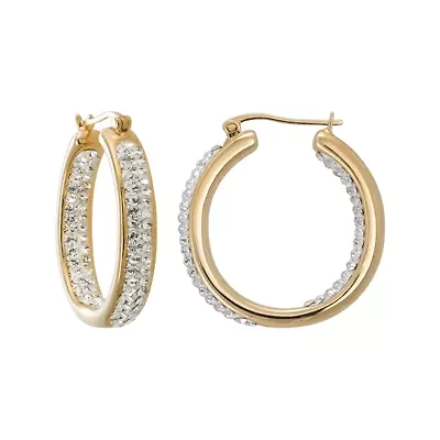 Crystal-Accent 14K Yellow Gold Over Silver Inside-Out Hoop Earrings
