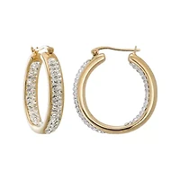 Crystal-Accent 14K Yellow Gold Over Silver Inside-Out Hoop Earrings