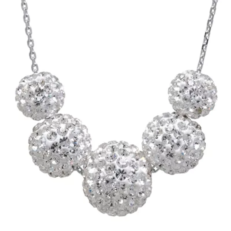 Crystal-Accent Sterling Silver Fireball Bead Necklace