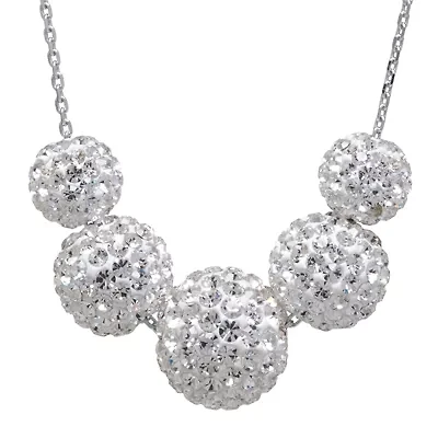 Crystal-Accent Sterling Silver Fireball Bead Necklace