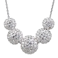 Crystal-Accent Sterling Silver Fireball Bead Necklace