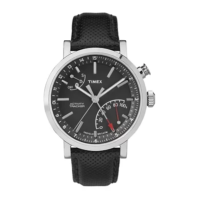 Timex® Metropolitan Black Dial Leather Strap Mens Watch TW2P81700ZA