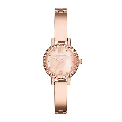 Liz Claiborne® Womens Rose-Tone & Crystal-Accent Bangle Watch