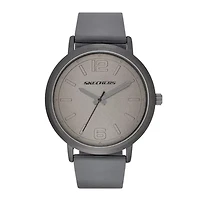 Skechers® Mens Casual Gray Silicone Strap Analog Watch