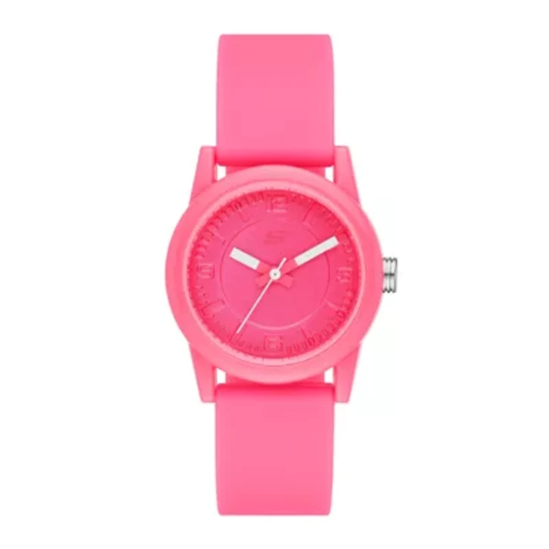 Skechers® Womens Neon Pink Dial Pink Silicone Strap Analog Watch