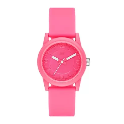 Skechers® Womens Neon Pink Dial Pink Silicone Strap Analog Watch
