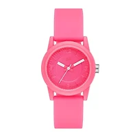 Skechers® Womens Neon Pink Dial Pink Silicone Strap Analog Watch