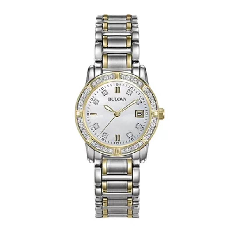 Bulova® Womens Diamond-Accent Mother-of-Pearl Watch 98R107