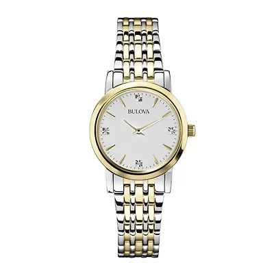 Bulova Classic Womens Two Tone Stainless Steel Bracelet Watch 98p115